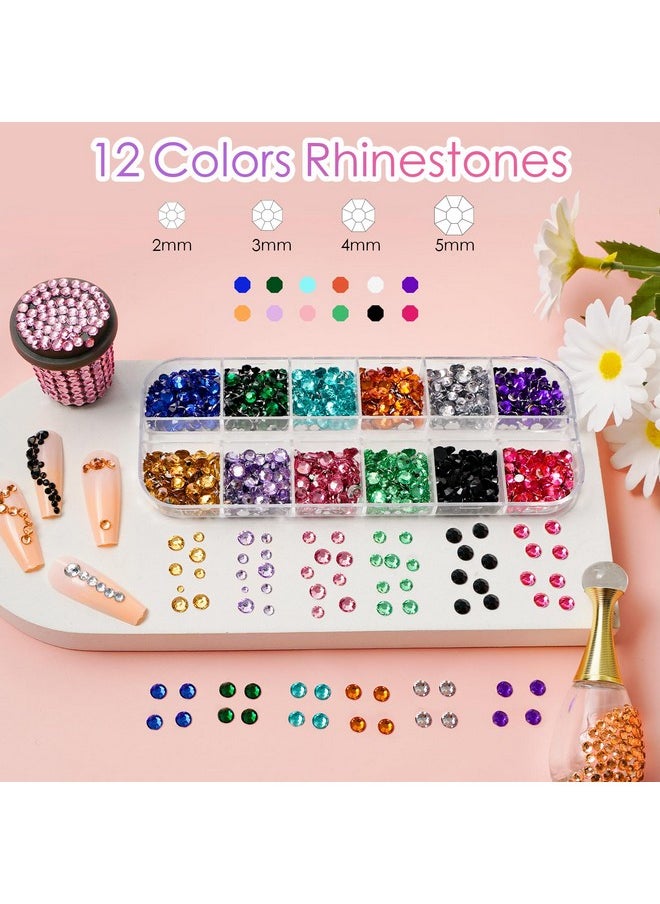 Canvalite Rhinestones for Face Colorful Face Gems Face Jewels AB & Clear Eye Hair Nail Gems Rhinestones with Quick Dry Makeup Glue, 1 Rhinestones Picker Wax Pen, 1 Tweezers for Nail Art Face Makeup