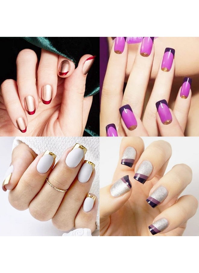 1860 Pcs French Tip Nail Guides, Self-Adhesive French V-Shaped Moon Shaped Manicure Strip Stickers for Edge Auxiliary Black DIY Decoration Stencil Tools(5 Designs, 36 Sheets)
