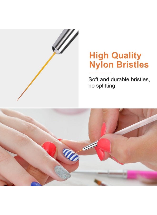 TEOYALL Fine Liner Brush, Nail Art Striping Brushes 5/7/9/11/20mm Thin Line Nail Brush Detail Drawing Brush Gel Nail Polish Brush