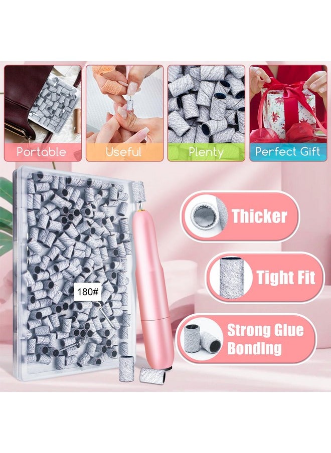 200Pcs Nails Sanding Band, 180 Grit Zebra Sanding Band for Nail Drill Fine Grit Sanding Bands with 3/32” Nail Sanding Bit for Natural, Gel Nail, Sand Band 180 Grit Set for Manicure & Pedicure
