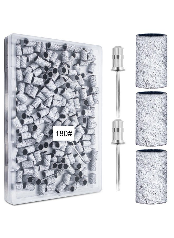 200Pcs Nails Sanding Band, 180 Grit Zebra Sanding Band for Nail Drill Fine Grit Sanding Bands with 3/32” Nail Sanding Bit for Natural, Gel Nail, Sand Band 180 Grit Set for Manicure & Pedicure