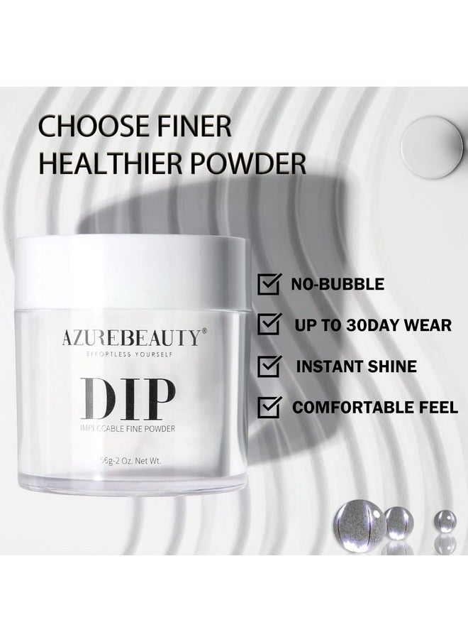 AZUREBEAUTY Dip Powder Clear Color 2Oz/56g, Basic Transparent Acrylic Dipping Powder Crystal French Nail Art Starter Manicure Salon DIY at Home, Odor-Free, Long-Lasting, No Nail Lamp Needed