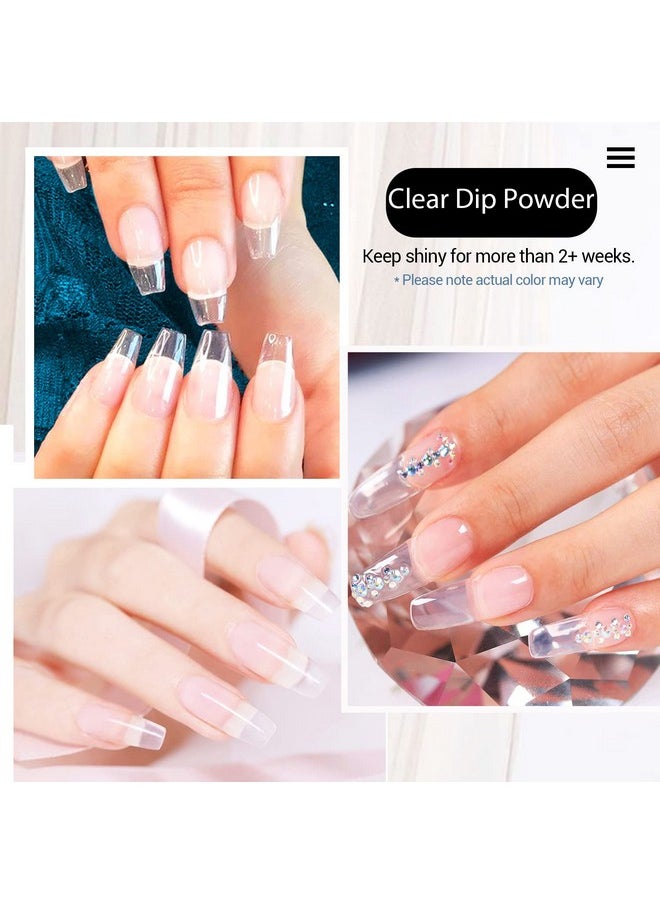 AZUREBEAUTY Dip Powder Clear Color 2Oz/56g, Basic Transparent Acrylic Dipping Powder Crystal French Nail Art Starter Manicure Salon DIY at Home, Odor-Free, Long-Lasting, No Nail Lamp Needed