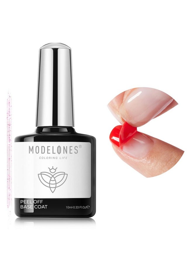 modelones Non-U V Peel off Gel Base Coat, Quick Dry Peelable Base Coat for Gel Nail Polish Easy Removal Gel Foundation for Beginner Practice Nail Protection without Damage Thin Weak Nails
