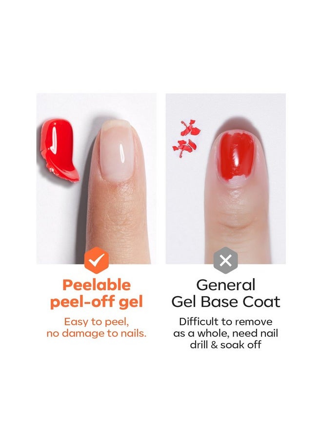 modelones Non-U V Peel off Gel Base Coat, Quick Dry Peelable Base Coat for Gel Nail Polish Easy Removal Gel Foundation for Beginner Practice Nail Protection without Damage Thin Weak Nails