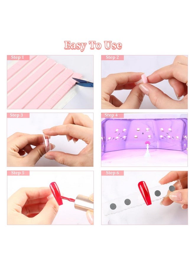 BQAN 2 Set Nail Holder for Painting Nails, Transparent Acrylic Nail Stand for Press on / Fake Nail Tips Training / Nails Display with 96 Pcs Reusable Adhesive Putty