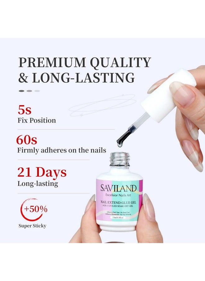 SAVILAND Gel X Nail Glue: 15 ML Gel Nail Glue U V Nail Glue Gel X Glue Super Strong Nail Glue for Press Ons, Extend Gel for Gel X Nails Long Lasting Nail Tips Nail Art Tool Gel X Lamp Needed