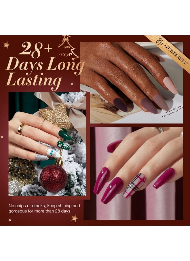 170Pcs Dip Powder Nail Kit, AZUREBEAUTY 36 Colors Brown Purple Christmas New Year Winter Dip Nail Powder Starter Set with Essential Liquid and Removal Accessories Set for French Nail Manicure Salon