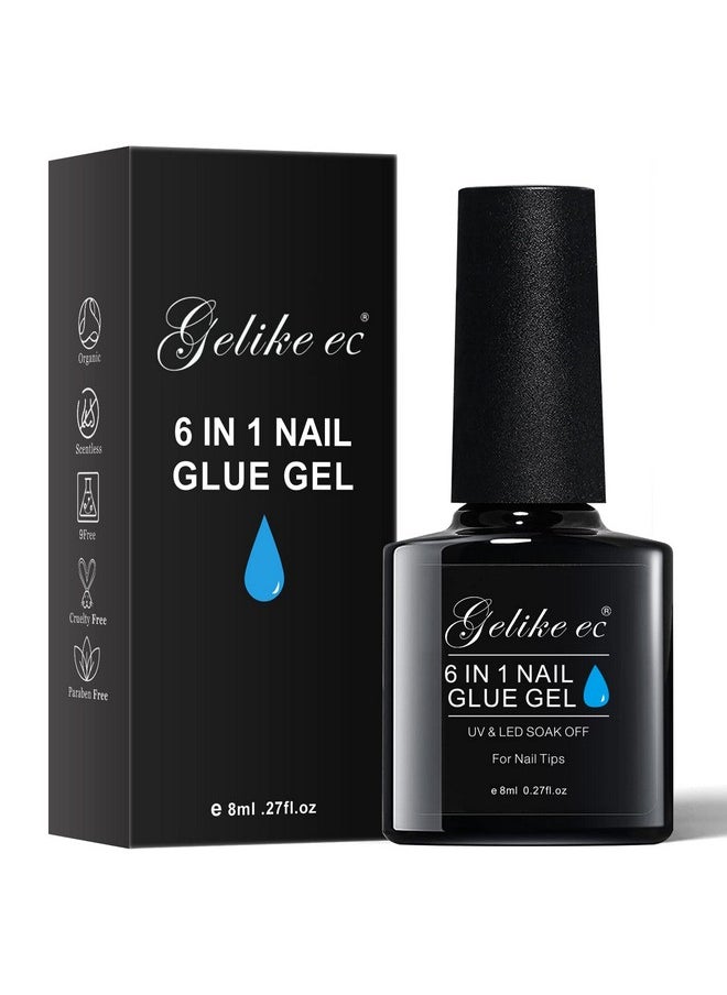 Gelike EC Gel Nail Glue UV Light: 6 in 1 Adhesive Gel Nail Polish, Strong Nail Glue For Press On Nails Nails Acrylic Tips, Long Last Gel x Nail Kit Blooming Gel Girl Gift for Home Salon Beginner DIY