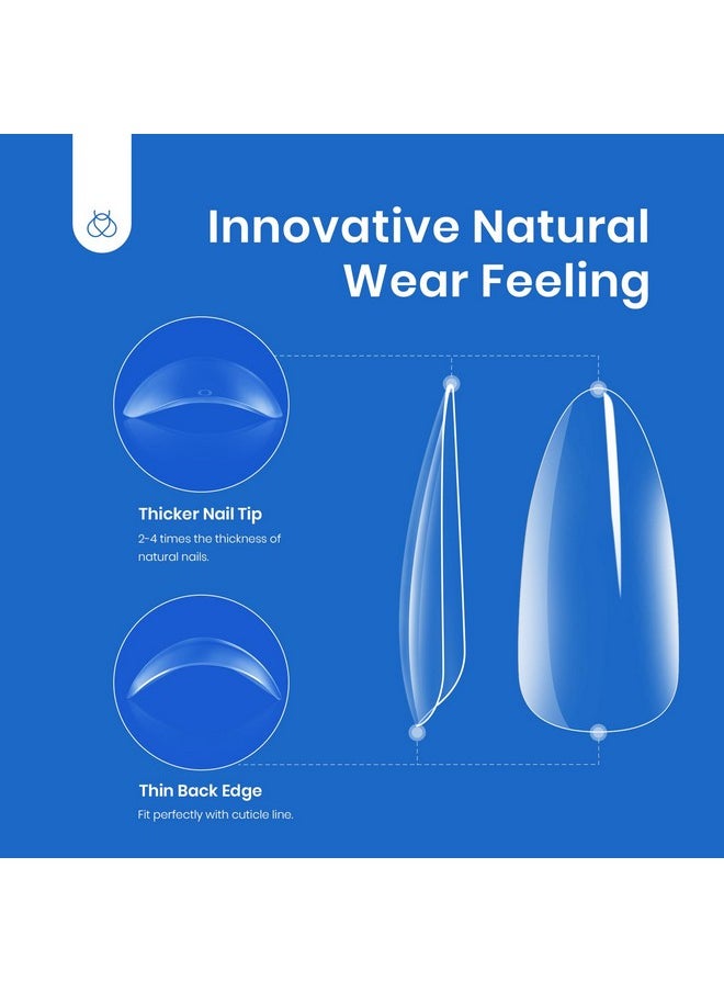 Beetles Gel Nail Tips Almond Medium Shape Nails, 500Pcs Pre Shaped Soft Nail Tips Clear Full Cover False Nails for Gel Nail Polish Soak Off Easy Nail Extensions Press on Nails Valentines Day Gifts