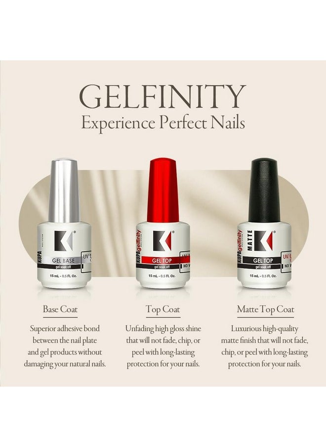 KUPA GelFinity - Soak Off Gel - Base & Top Coat Glossy Finish (No-Wipe) 0.5 Fl Oz