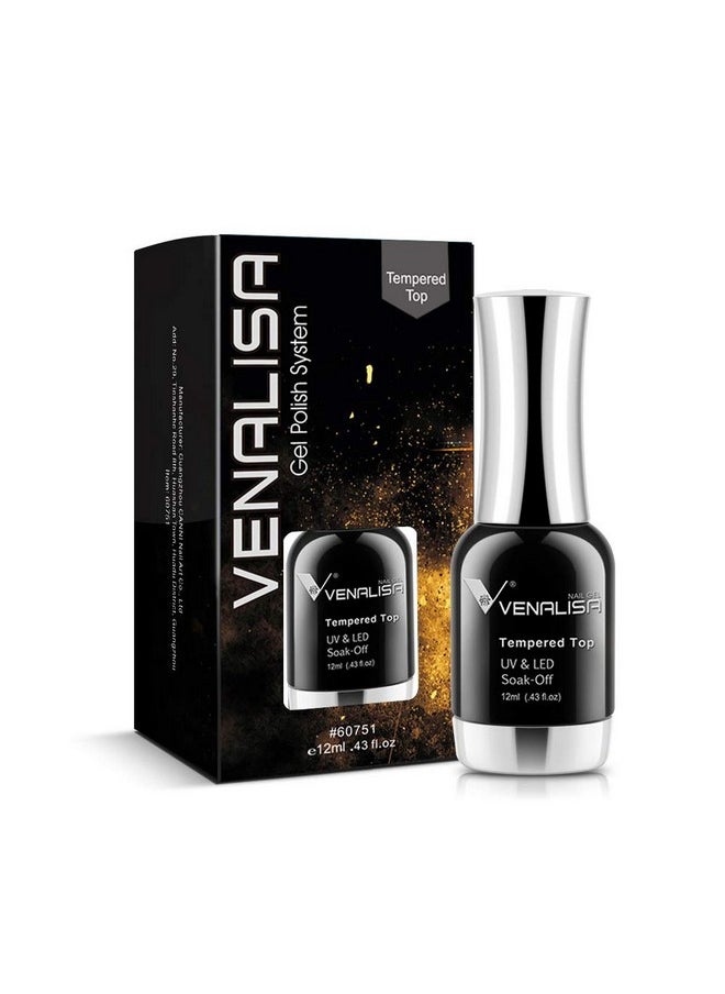 VENALISA 12ML No Wipe Tempered Top Coat, Scratch Resistant Long Lasting High Gloss Soak Off Clear Gel Nail Polish Top Coat 0.43 OZ