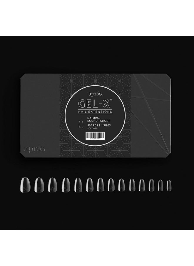 Apres Gel-X® Natural Round Tip Box | 500pc Gel-X Tips, 11 Sizes 00-9, Premium Quality (Natural Round Short, 500)