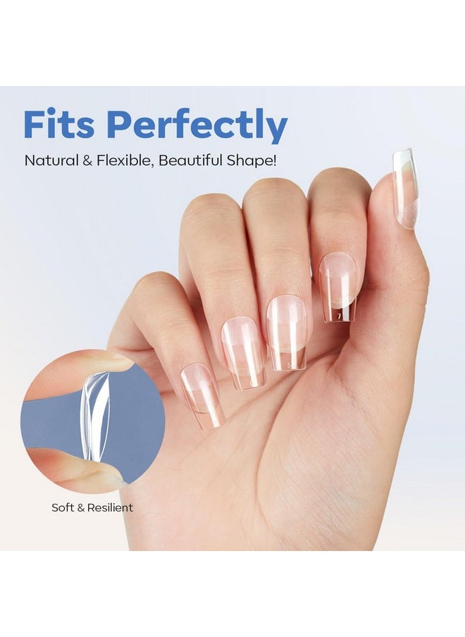 modelones Short Square Nail Tips, Pre-shaped Gel x Nail Tips Full Cover Fake Nails Acrylic Nail Tips Nail Extension Press on Nails Gel x Nail Kit 216PCS 12Sizes