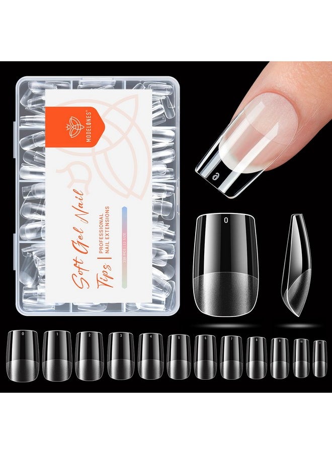 modelones Short Square Nail Tips, Pre-shaped Gel x Nail Tips Full Cover Fake Nails Acrylic Nail Tips Nail Extension Press on Nails Gel x Nail Kit 216PCS 12Sizes