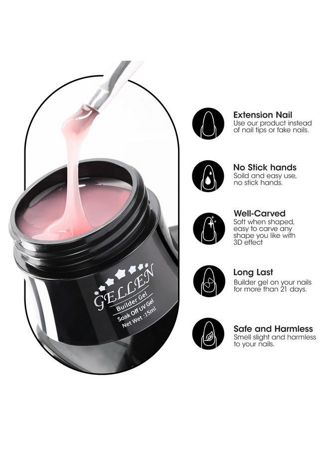 Gellen Builder Gel Kit - Nail Extension Gel Nude Pinks White Light Orange Builder Nail Gel Kit 4 Colors Hard Nail Gel Builder 15ml