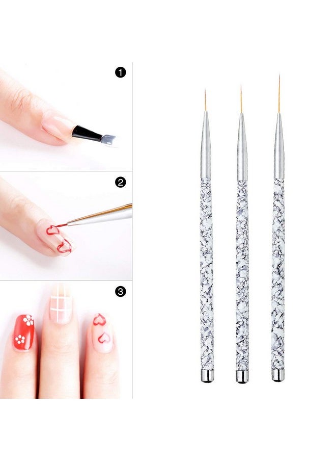 Tbestmax Professional Fine Nail Art Liner Brush UV Gel Painting Acrylic Nail Brushes Striping Brushes for Short Strokes, Details, Blending, Elongated Lines 3 pcs