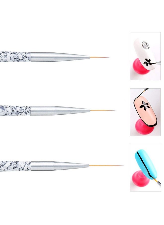 Tbestmax Professional Fine Nail Art Liner Brush UV Gel Painting Acrylic Nail Brushes Striping Brushes for Short Strokes, Details, Blending, Elongated Lines 3 pcs