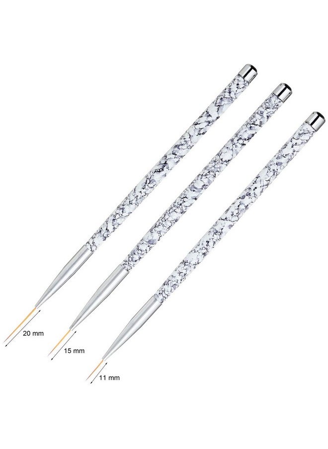 Tbestmax Professional Fine Nail Art Liner Brush UV Gel Painting Acrylic Nail Brushes Striping Brushes for Short Strokes, Details, Blending, Elongated Lines 3 pcs