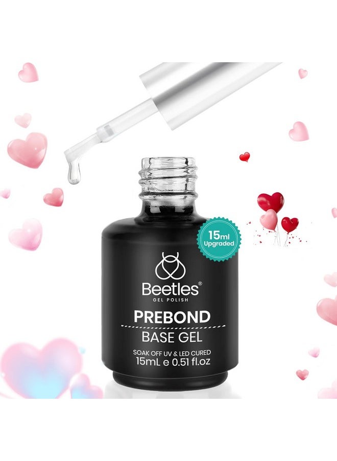beetles Gel Polish Gel Base Coat, 15ml No Wipe Prebond Base Gel Nail Polish Long Lasting Soak Off U V Nail Lamp Base Coat Upgraded Formula for Salon DIY Nail Art Design Manicure Valentines Day Gifts