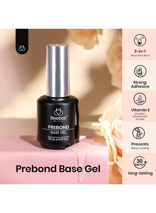 beetles Gel Polish Gel Base Coat, 15ml No Wipe Prebond Base Gel Nail Polish Long Lasting Soak Off U V Nail Lamp Base Coat Upgraded Formula for Salon DIY Nail Art Design Manicure Valentines Day Gifts