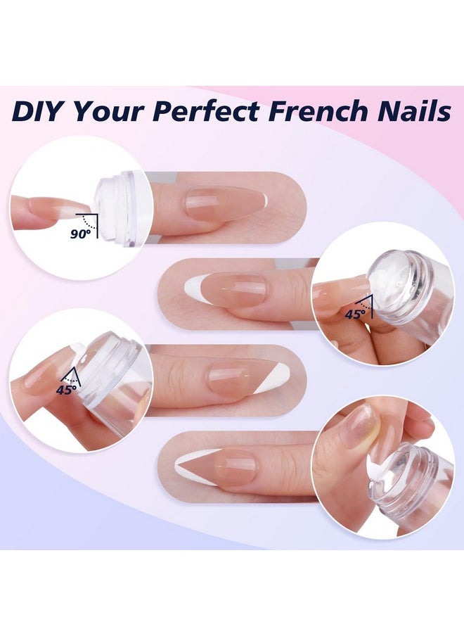 Subay French Nail Stamper, Nail Stamper Kit - 2pcs Nail Art Stamper, Nail Scraper, 2pcs Nail Stamping Plate, 4pcs Replaceable Silicone Jelly Heads for Gel Manicure Home Salon Nail Art DIY