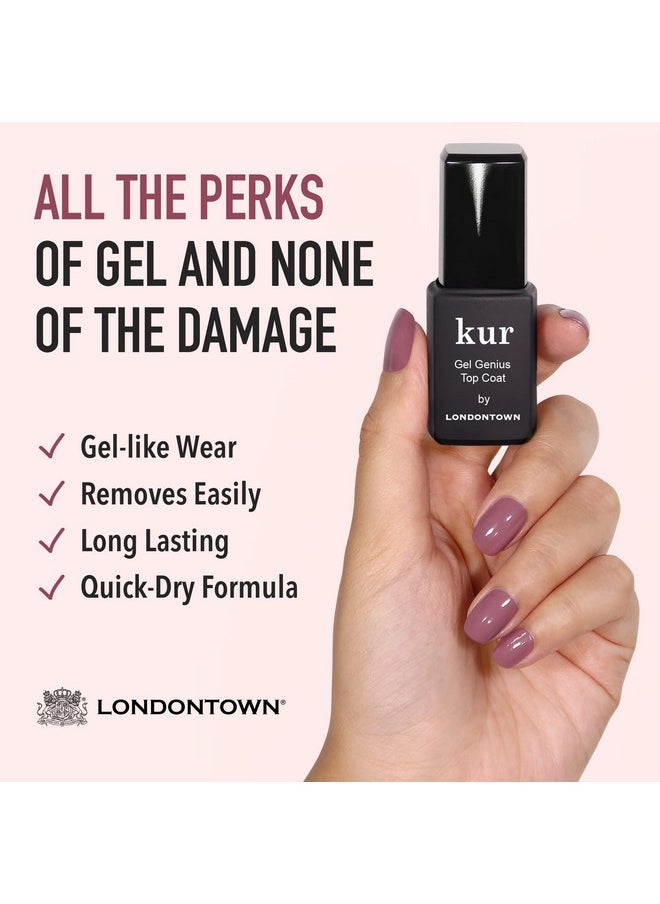 LONDONTOWN Kur Gel Genius Quick Dry Top Coat, Vegan, Cruelty & Paraben Free, Clear, 0.4 Fl Oz, Packaging may vary