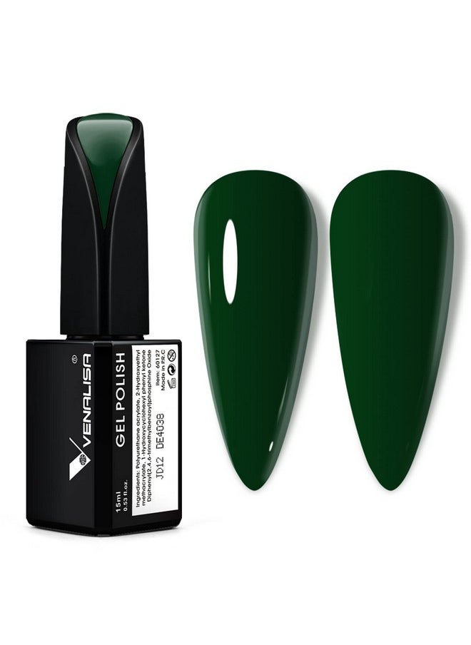 VENALISA 15ml Emerald Green Gel Nail Polish, Dark Green Gel Polish Lime Green Color Soak Off UV LED Nail Gel Polish Nail Art Starter Manicure Salon DIY at Home, 0.53 OZ
