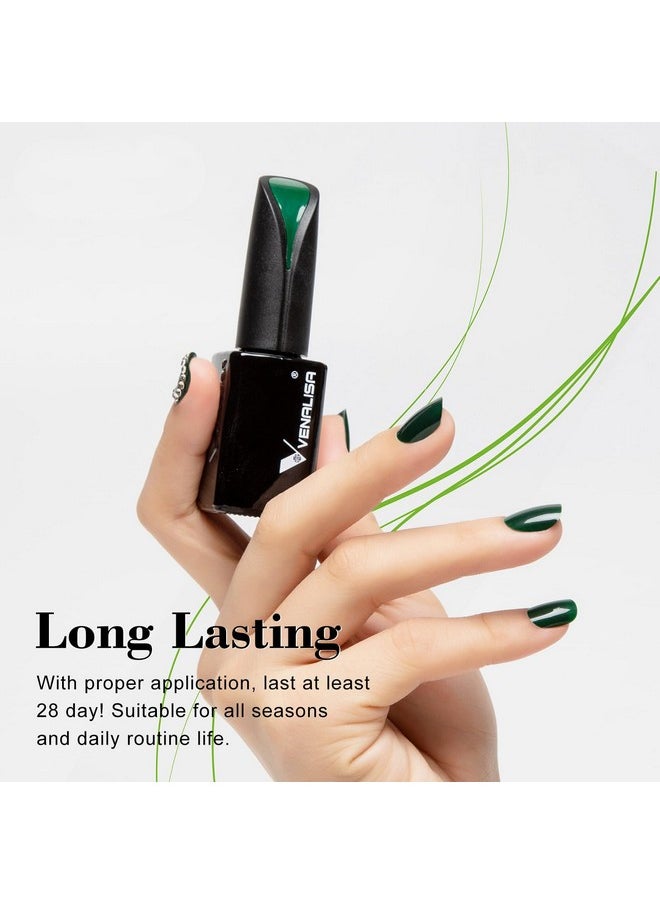 VENALISA 15ml Emerald Green Gel Nail Polish, Dark Green Gel Polish Lime Green Color Soak Off UV LED Nail Gel Polish Nail Art Starter Manicure Salon DIY at Home, 0.53 OZ