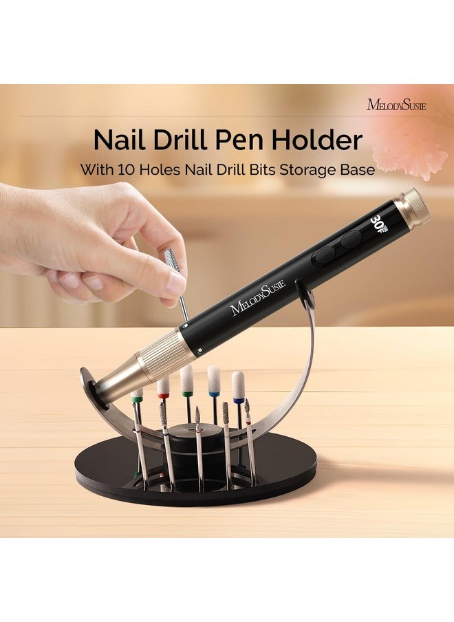 MelodySusie Nail Drill Pen & Bits Holder,10 Holes Acrylic Nail Bits Stand, Professional Nail Drill Organizer Compatible with Most Nail Drill Pens Available on the Market(Not Including Efile & Bits)