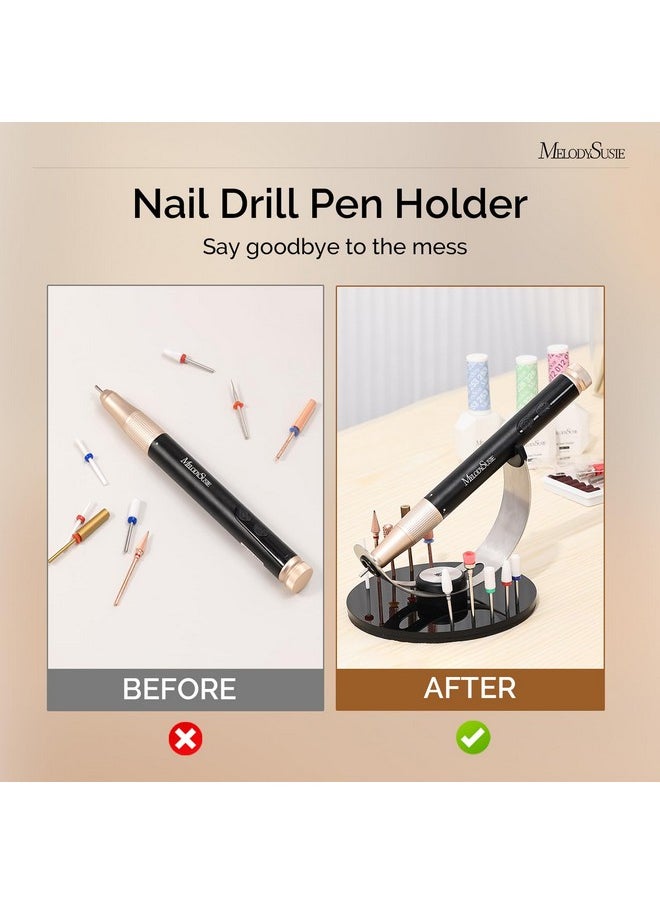 MelodySusie Nail Drill Pen & Bits Holder,10 Holes Acrylic Nail Bits Stand, Professional Nail Drill Organizer Compatible with Most Nail Drill Pens Available on the Market(Not Including Efile & Bits)