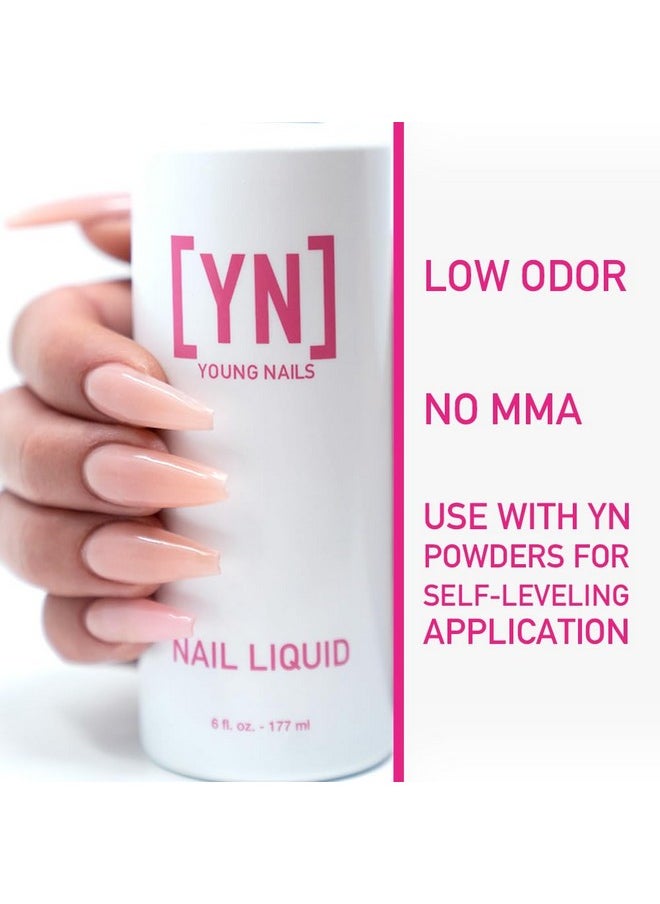 Young Nails Liquid Nail Monomer for Acrylic Nail Powder - Professional Liquid Monomer, Acrylic Nails At Home, Low Odor, MMA Free, Non-Yellowing, 6 oz