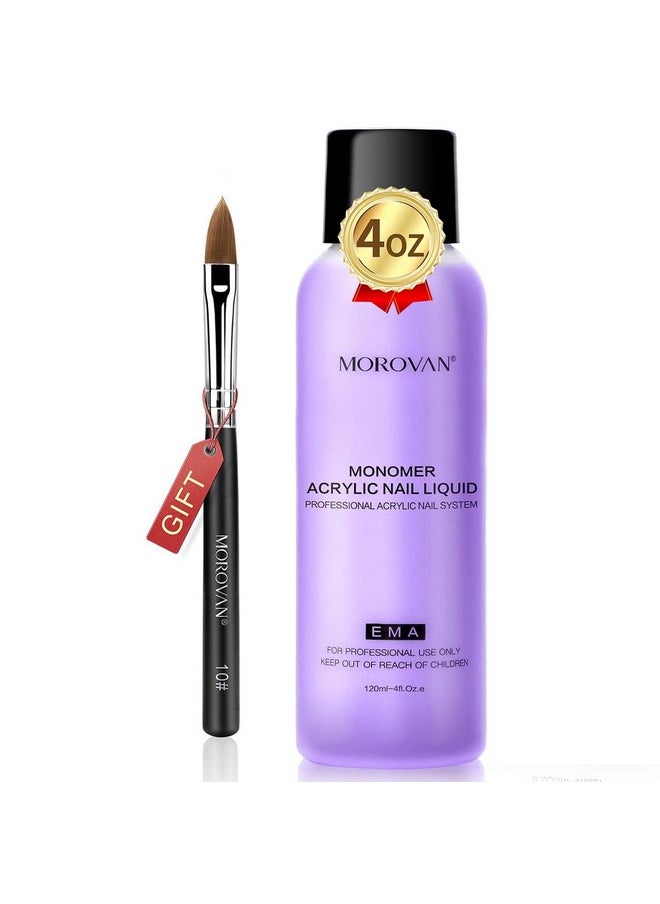 Morovan Monomer Acrylic Nail Liquid 4 oz: Acrylic Liquid Monomer for Acrylic Powder Acrylic Nail Extension with Acrylic Brush for Beginners DIY at home Non-Yellowing
