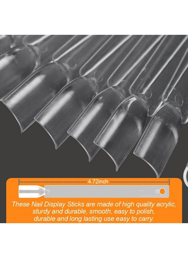 JASSINS 50 Pcs Nail Swatch Sticks with Ring and Numbered Tips - Clear Fan-shaped Display for Nail Art Polish Practice