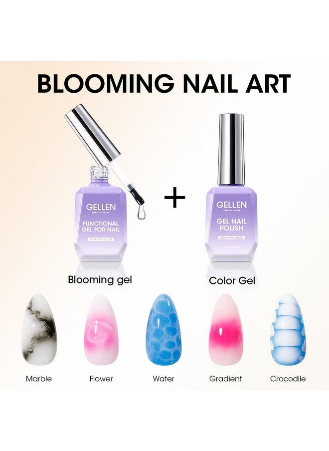 Gellen Blooming Gel - 18ml Clear Blooming Nail Polish Soak Off UV Gel for Spreading Marble Effect,Nail Art Gel Christmas DIY Salon Manicure Design Home