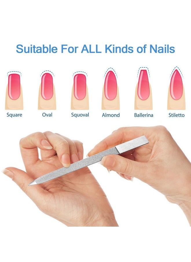 3 Pieces Diamond Nail File Set Stainless Steel Double Side Nail File Metal Sapphire Buffer File Manicure Files Natural Nail Emery Boards for Salon Home and Travel Women Men