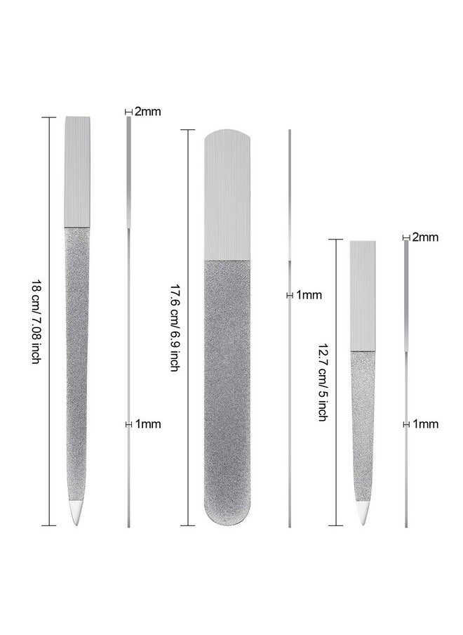 3 Pieces Diamond Nail File Set Stainless Steel Double Side Nail File Metal Sapphire Buffer File Manicure Files Natural Nail Emery Boards for Salon Home and Travel Women Men