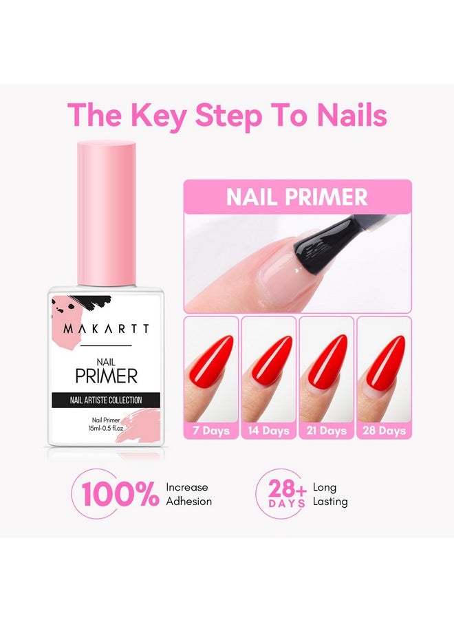 Makartt Nail Dehydrator and Primer Set: Acid Free Air Dry Professional Long-lasting Nail Prep Hema Free Nail Primer for Acrylic Nails Powder UV Gel Nail Polish(15ML/0.5 oz)
