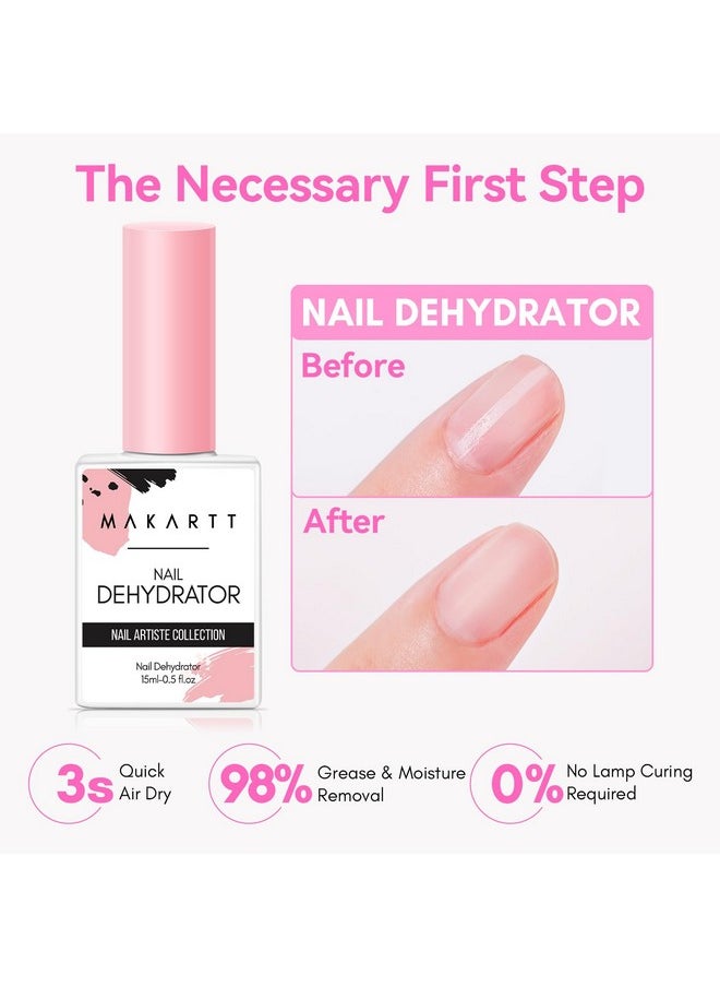 Makartt Nail Dehydrator and Primer Set: Acid Free Air Dry Professional Long-lasting Nail Prep Hema Free Nail Primer for Acrylic Nails Powder UV Gel Nail Polish(15ML/0.5 oz)