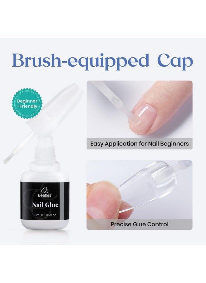 Beetles Nail Glue No Uv Light Needed Nail Bond Brush in Nail Glue for Press On Nails Fake Nails Super Strong Nail Glue for Nail Tips Long Lasting Acrylic Nails Gel Glue Valentines Gift for Women 10ML