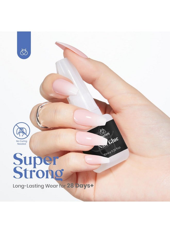 Beetles Nail Glue No Uv Light Needed Nail Bond Brush in Nail Glue for Press On Nails Fake Nails Super Strong Nail Glue for Nail Tips Long Lasting Acrylic Nails Gel Glue Valentines Gift for Women 10ML