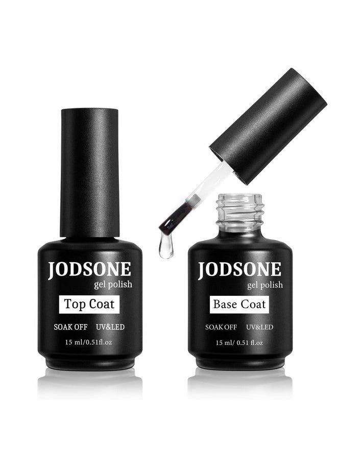JODSONE 2 Bottles of Top Coat Base Coat Set No Wipe Foundation Combination Bright Surface At Home DIY Nail Salon Girl Gift