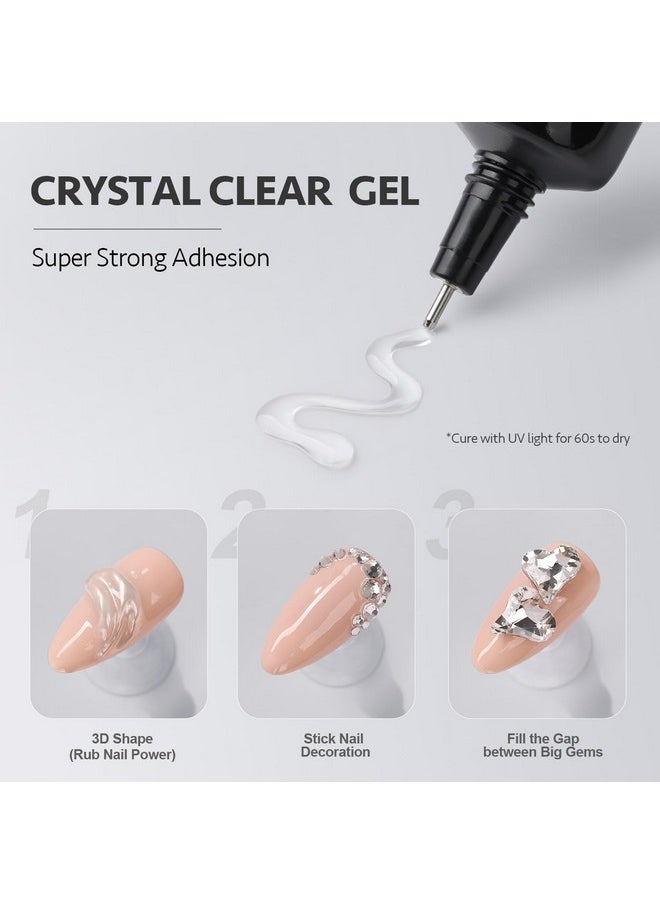 GAOY Rhinestone Glue for Nails, 3D Nail Art Gel for Nail Charms, Gems and Jewels Decoration, 15g UV Nail Gem Glue Gel