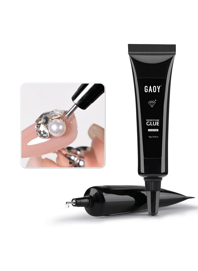 GAOY Rhinestone Glue for Nails, 3D Nail Art Gel for Nail Charms, Gems and Jewels Decoration, 15g UV Nail Gem Glue Gel
