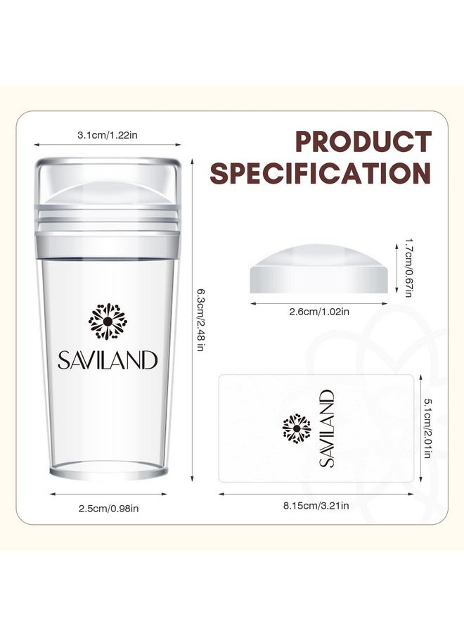Saviland French Tip Stamp: 14PCS French Tip Nail Tool with Replaceable Stamper Head, Clear Silicone Nail Stamper kit French Nail Stamper with Scrapers for French Manicure Tool Home DIY Nail Art Salon