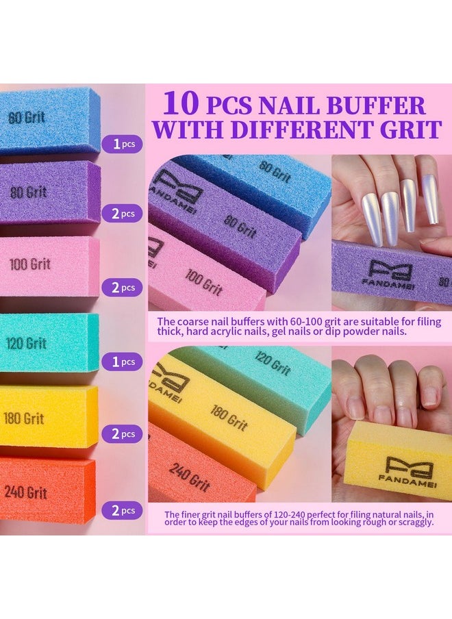 FANDAMEI Nail Buffer Kit, 10 PCS Nail Buffer Block with Different Grit, Nail Buffers, Nail Buffing Block, Buffer Nail File, Cuticle Trimmer, Nail Care Kit, Nail Tools, Nail Kit, Manicure Tools