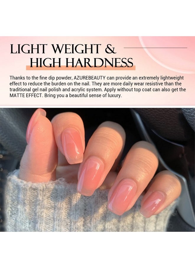 AZUREBEAUTY Dip Powder Set 6 Pcs Translucent Nude Pink Sheer Color, Natural Clear Dipping Powder Milky Jelly Effect French Nail Art Starter Manicure Salon DIY at Home