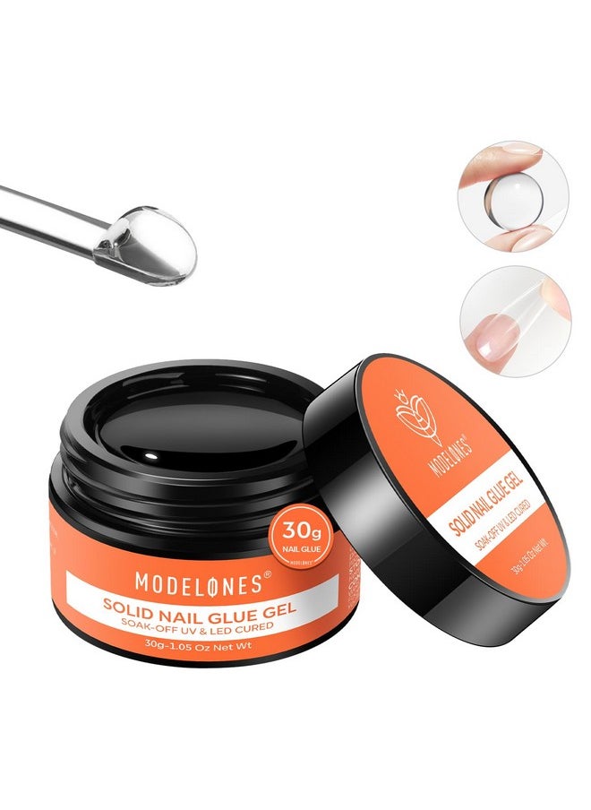Modelones Soild Nail Glue Gel, 30g Soild Nail Glue for Press On Nails, Nail Tips and Acrylic Nails, Solid Gel Nail Glue, Long-Lasting Strong Adhesion Solid Gel Nail Art DIY Home, Need UV Light Cured