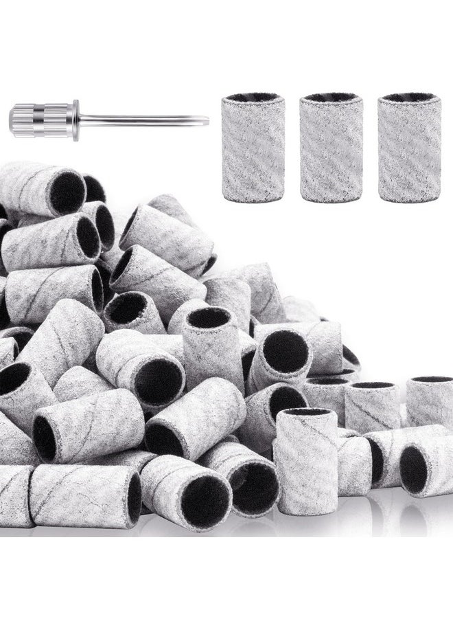 240Grit Nail Sanding Bands for Nail Drill, 100Pcs Fine Grit Nail Sanding Bands for Nail Drill with 3/32” Nail Sanding Bit for Natural Nail, Sanding Band for Nail Drill Set for Manicure & Pedicure