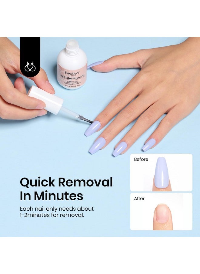 Beetles Nail Glue Remover Glue 20ml for False Nails, Press on Nails Glue Remover for Fake Nail Tips Acrylic Nail Adhesive Remover with Cuticle Pusher, Not for Uv Gel Glue or Gel Polish